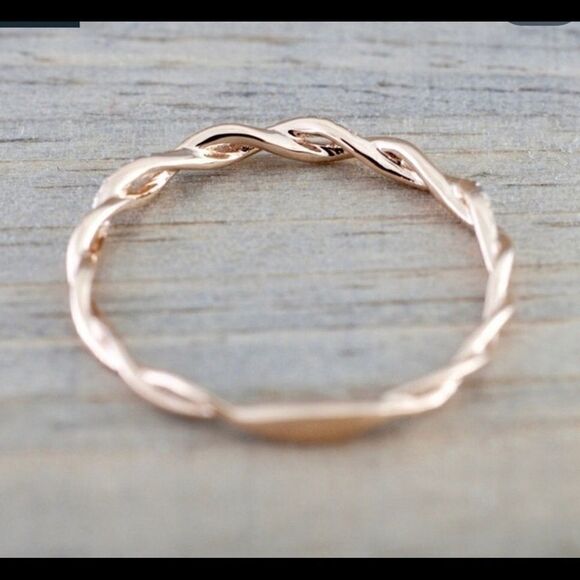 Rose Gold PLATED Delicate Twisted Eternity Band Ring - Picture 5 of 5
